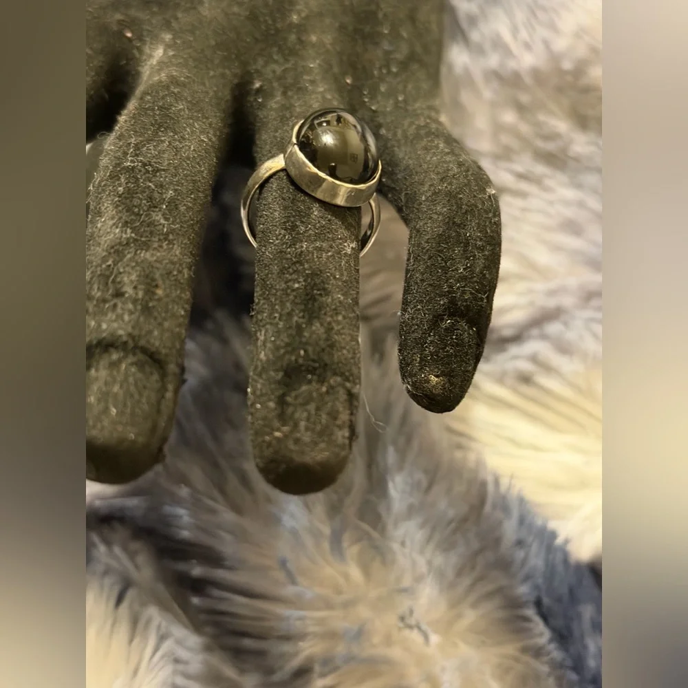Sterling Silver Black Moon Stone Ring